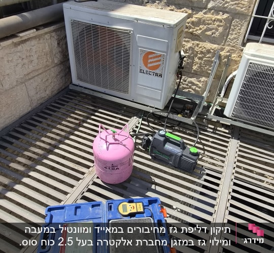 יחידת מיזוג אוויר עם כלים על גג
